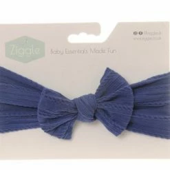 Ziggle Top Bow Turban Headband - Navy