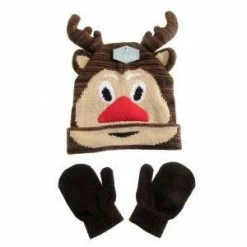 Ziggle Rudolph Reindeer Christmas Woolly Hat And Mittens Set