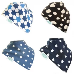 Ziggle Pack of 4 Navy and Blue Dribble Bibs