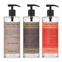 Puritx Organic Hand Sanitiser Set of 3 Mixed Essential Oils Spicy 250ml Pump Size Shipping to UK&EU only