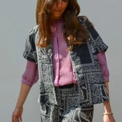 Just Female Paisley Art Black Maid Shirt