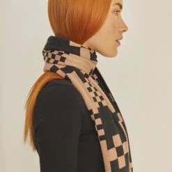Dowse Riley Pink & Black Check Scarf