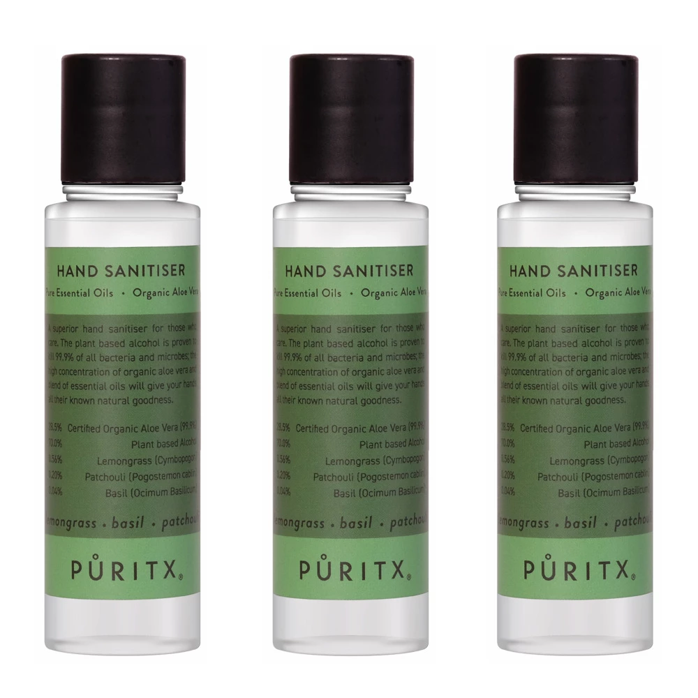 Puritx Set Of 3 Organic Lemongrass Basil Patchouli Essential Oils Aloe Vera Vegan Hand Sanitiser 60 Ml Travel Size 4 Puritx Set Of 3 Organic Lemongrass Basil Patchouli Essential Oils Aloe Vera Vegan Hand Sanitiser 60 Ml Travel Size