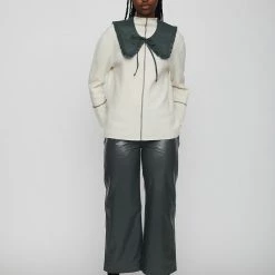 Just Female Roxy Leather Trousers Obsidian