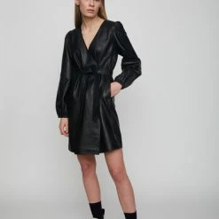 Just Female Marley Leather Dress Black