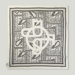 Just Female White Silk Paisley Scarf