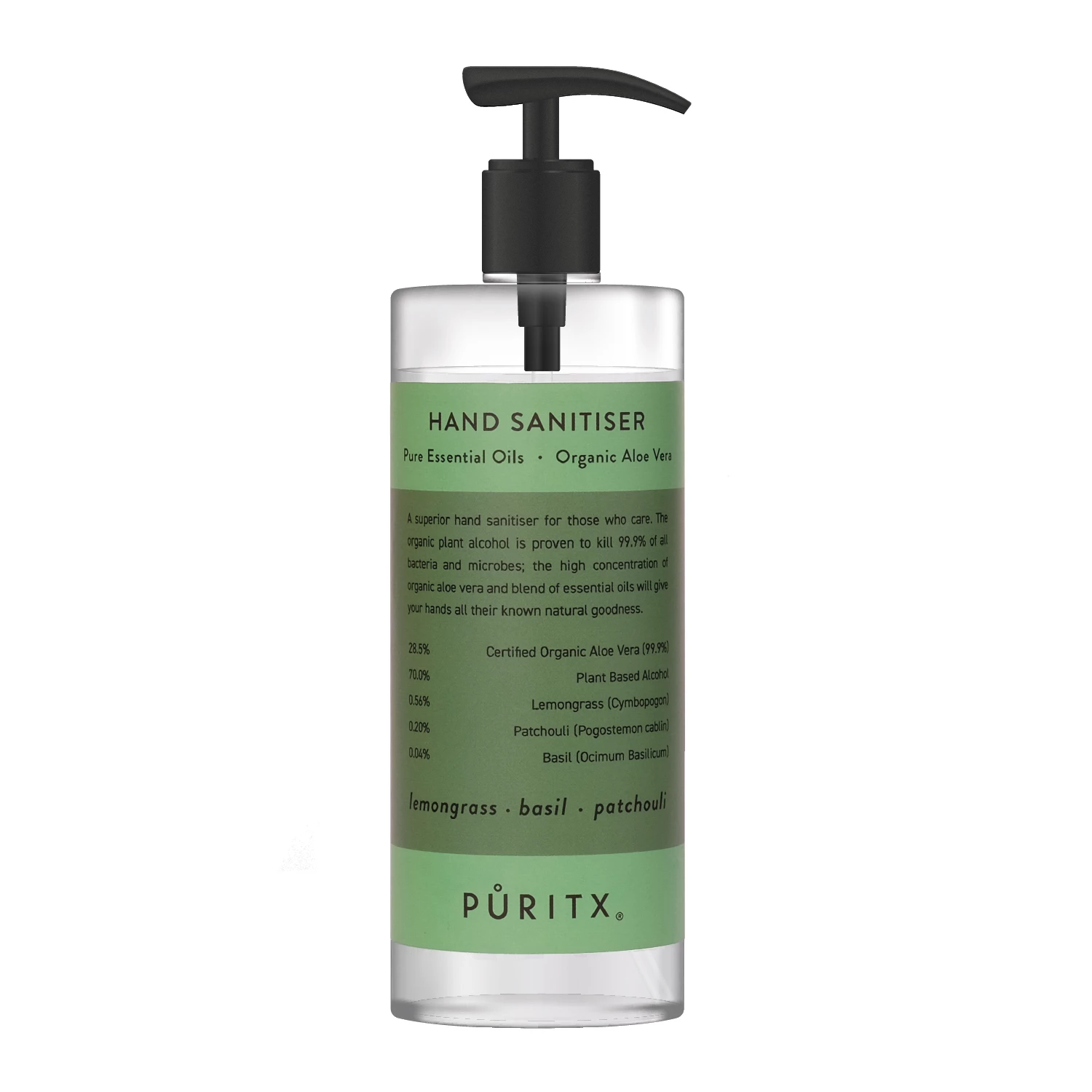 Puritx Hand Sanitiser - Lemongrass, Basil and Patchouli 250ml 3 Puritx Hand Sanitiser - Lemongrass, Basil and Patchouli 250ml
