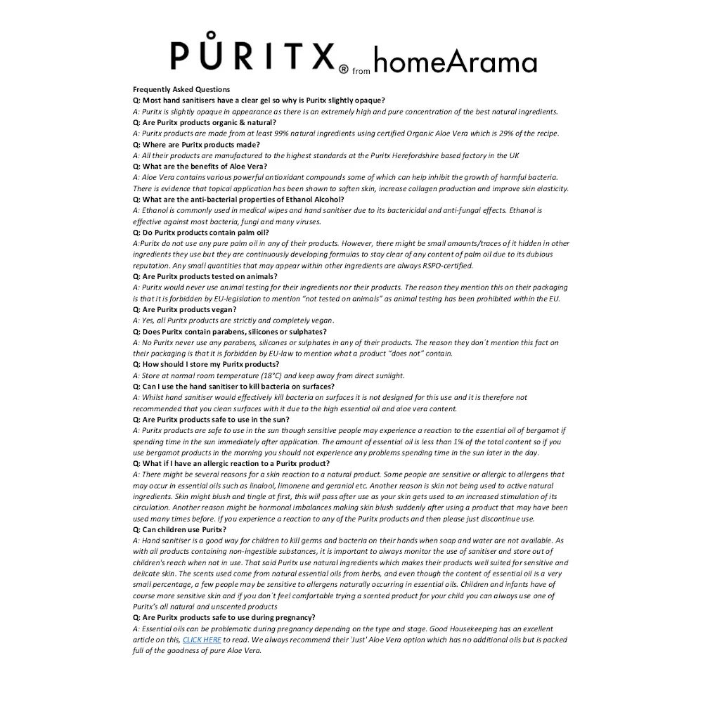 Puritx Organic Hand Sanitiser Set of 1 x 250ml Pump plus 2 x 60ml Travel Size with Geranium, Lime & Peppermint Essential Oils Shipping to UK&EU only 7 Puritx Organic Hand Sanitiser Set of 1 x 250ml Pump plus 2 x 60ml Travel Size with Geranium, Lime & Peppermint Essential Oils Shipping to UK&EU only