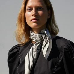 Just Female White Silk Paisley Scarf