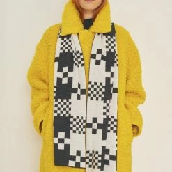Dowse Riley Black & White Check Pattern Scarf