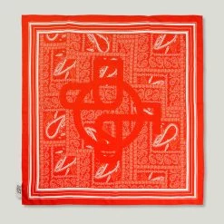 Just Female Red Silk Paisley Scarf