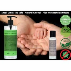 Puritx Organic Hand Sanitiser Single 250 Ml Pump Size With Lemongrass Basil Patchouli Essential Oils Shipping to UK&EU only