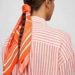 Just Female Red Silk Paisley Scarf