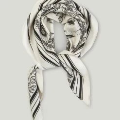 Just Female White Silk Paisley Scarf