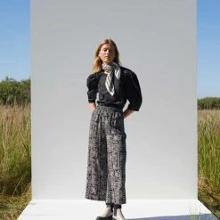 Just Female Black Scarf Print Strong Pants