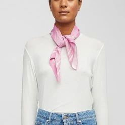 Just Female Pink Silk Paisley Scarf