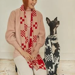 Dowse Riley Black & White Check Pattern Scarf