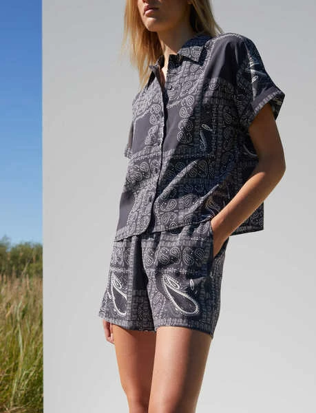 Just Female Black Paisley Print Maid Shorts 5 Just Female Black Paisley Print Maid Shorts