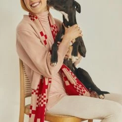 Dowse Riley Pink & Red Check Pattern Scarf